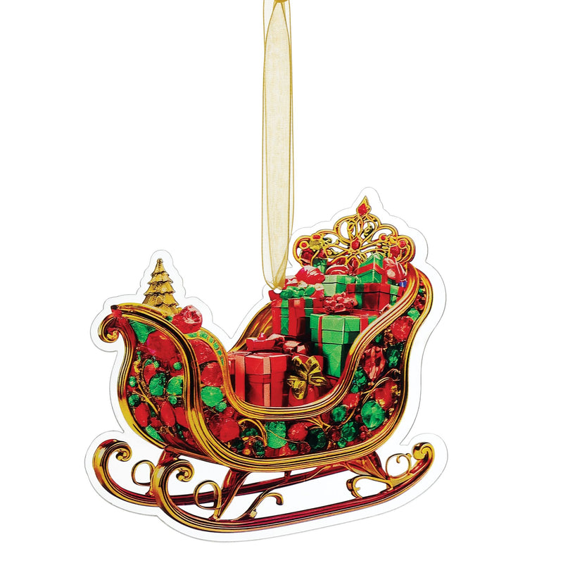 Sleigh Printed Orn, 3 Asst