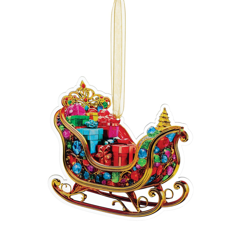 Sleigh Printed Orn, 3 Asst