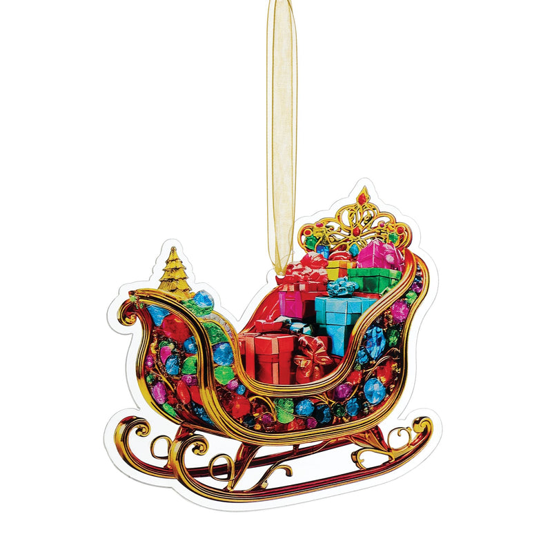 Sleigh Printed Orn, 3 Asst