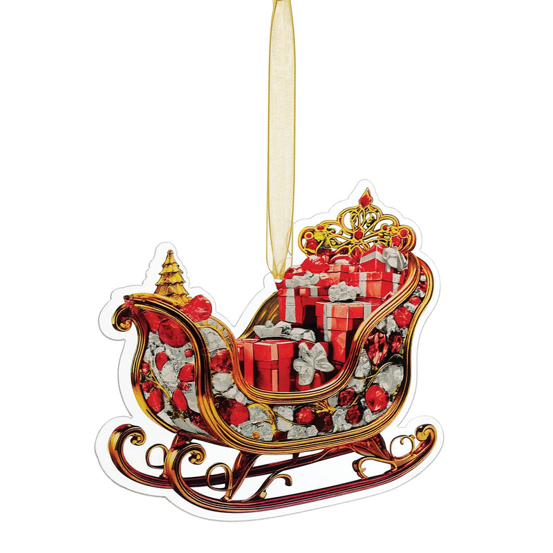 Sleigh Printed Orn, 3 Asst