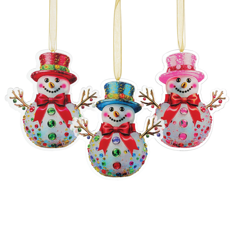 Snowman Printed Orn, 3 Asst