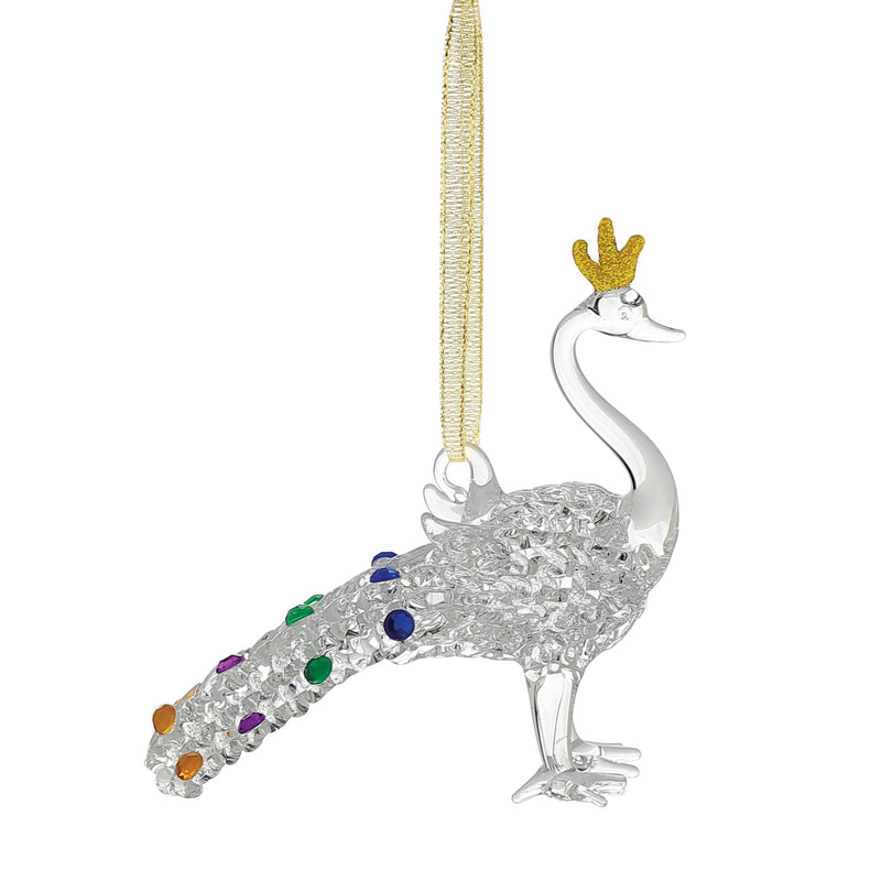Spun Glass Peacock Orn