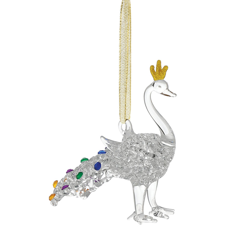 Spun Glass Peacock Orn