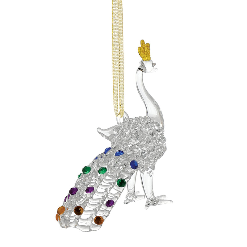 Spun Glass Peacock Orn