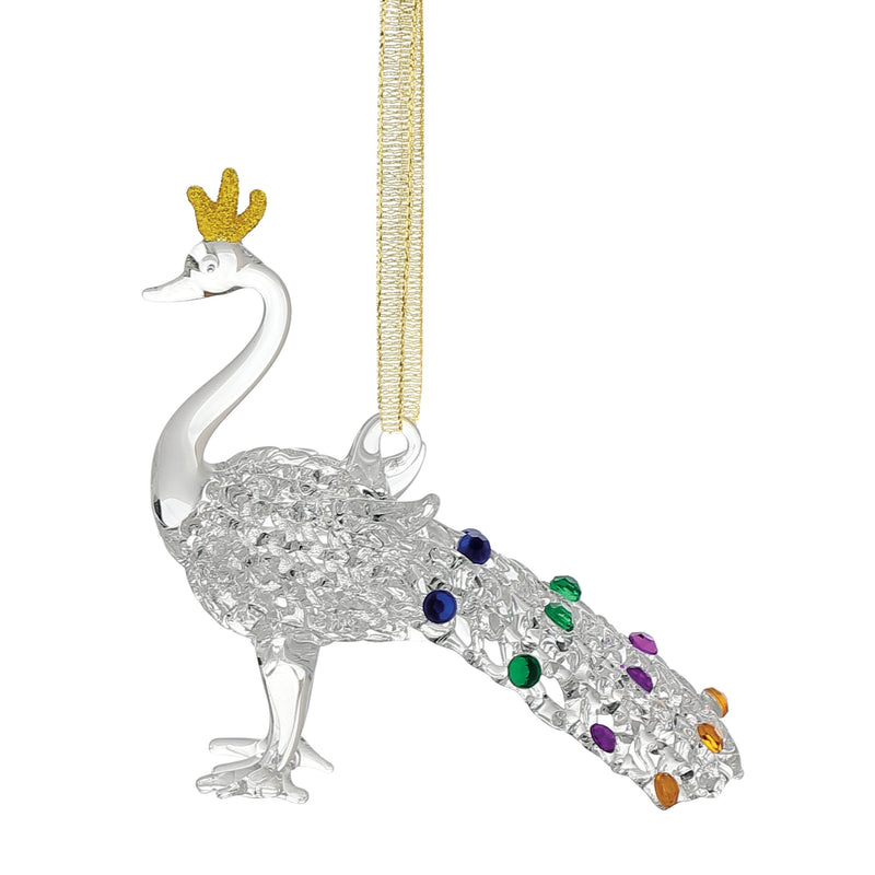 Spun Glass Peacock Orn