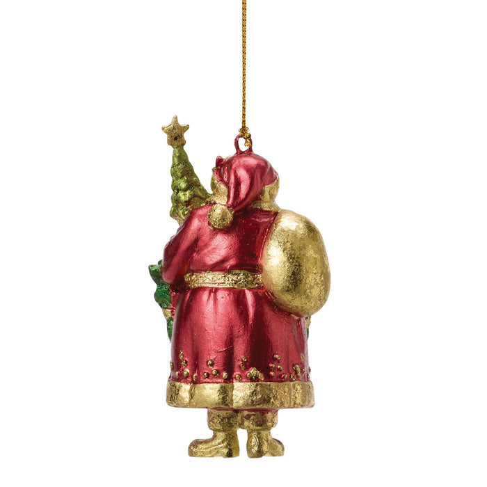 Santa Holding Tree Orn Red