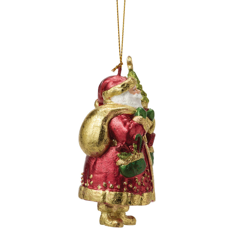 Santa Holding Tree Orn Red