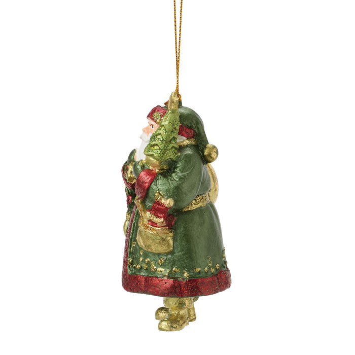 Santa Holding Tree Orn Green