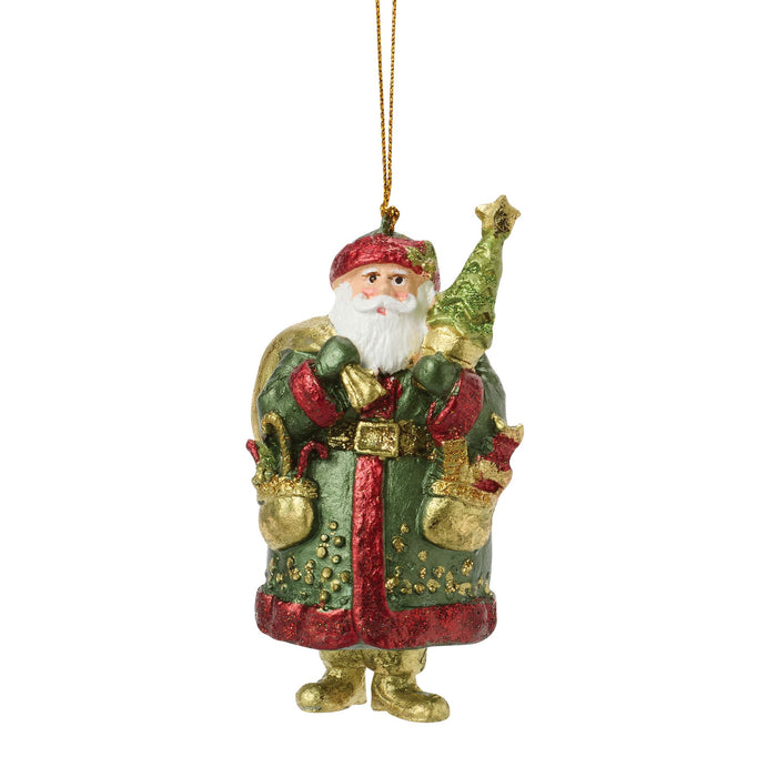 Santa Holding Tree Orn Green
