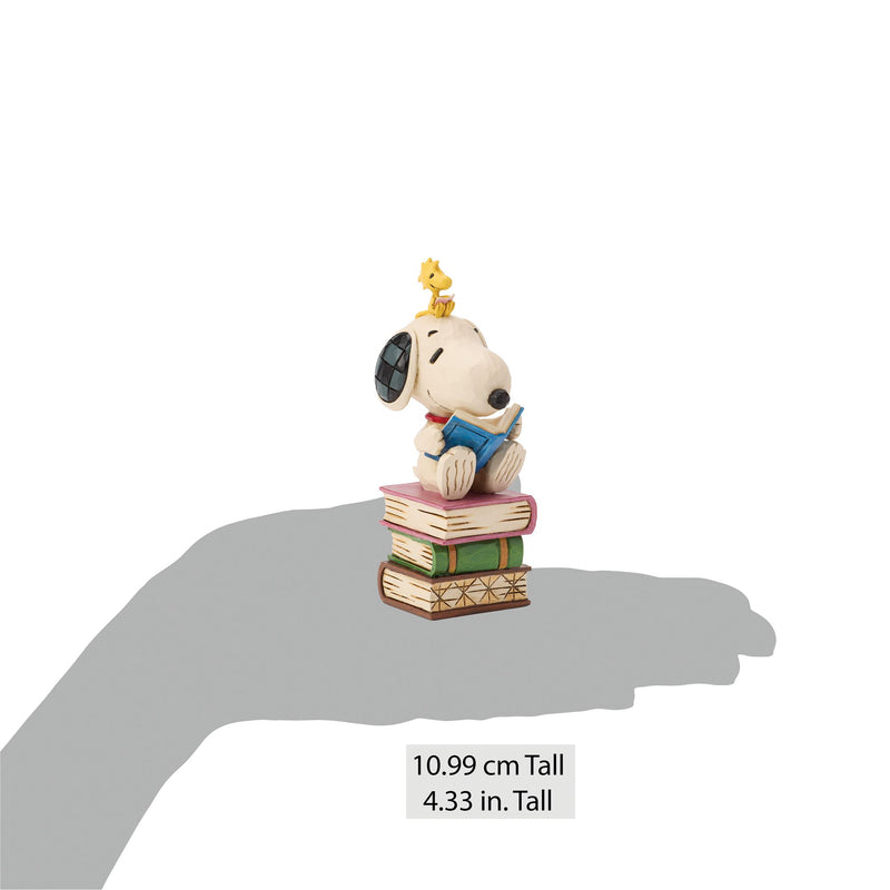 Snoopy Reading on Stacked Book