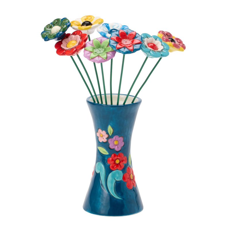 Blue with Floral Vase