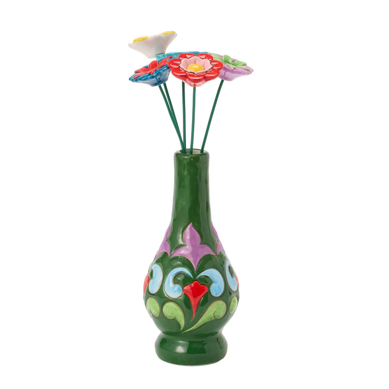 Green with Floral Vase
