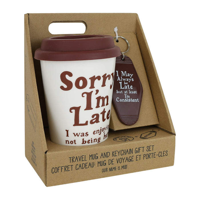 I'm  Late Travel Mug Key Set