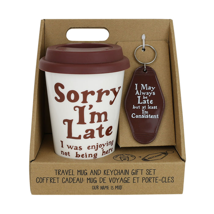I'm  Late Travel Mug Key Set