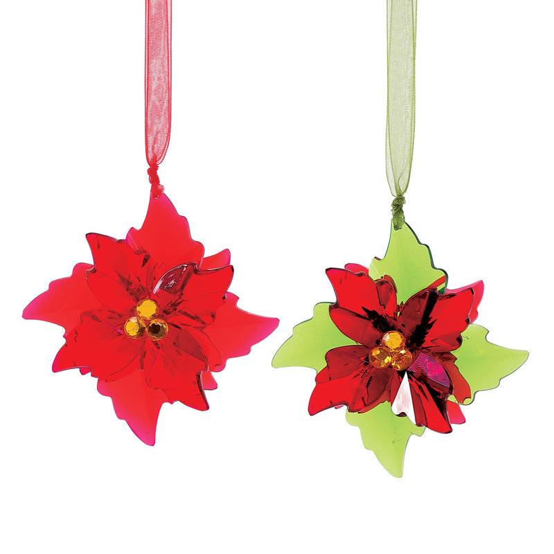 Mini Poinsettia Orn, 2 Asst