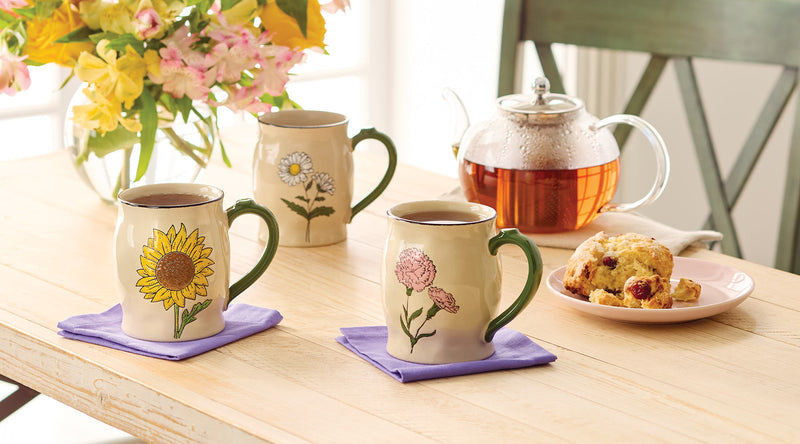 Our Name is Mud floral mugs